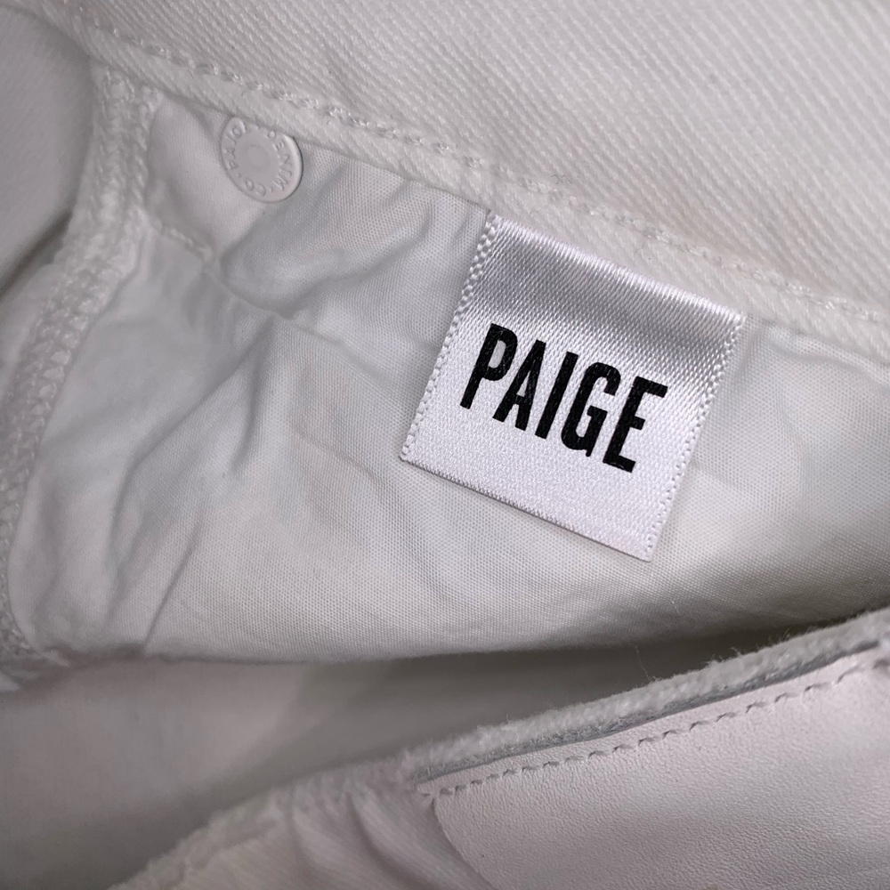 PAIGE DENIM Jax Knee Short cut off edition in crisp white size 25 - Picture 9 of 10